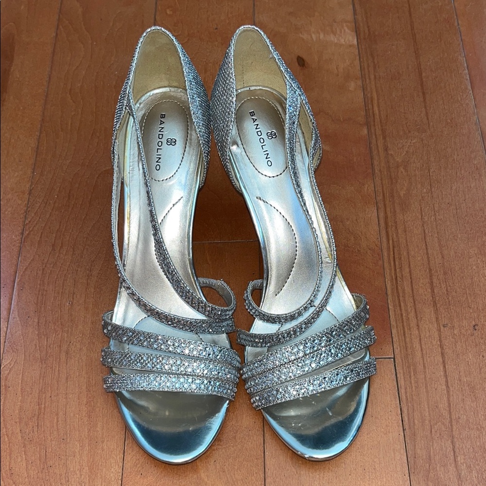 Bandolino Glittering Silver Strappy Heels